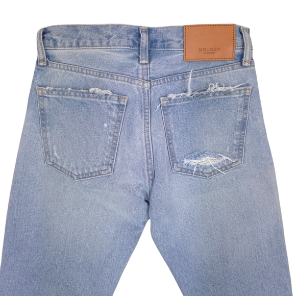 Moussy Vintage May Tapered Jeans Distressed Light Blue Streetwear Casual - Picture 6 of 11